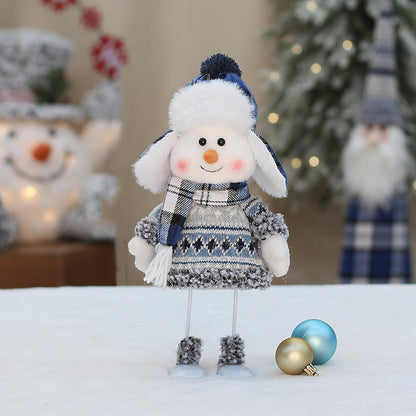 Christmas Blue Fabric Doll Doll Cute Ski Swing Snowman Decoration Ornaments