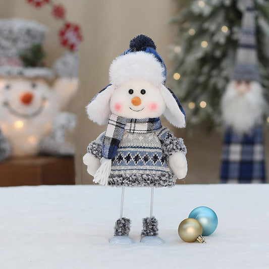 Christmas Blue Fabric Doll Doll Cute Ski Swing Snowman Decoration Ornaments