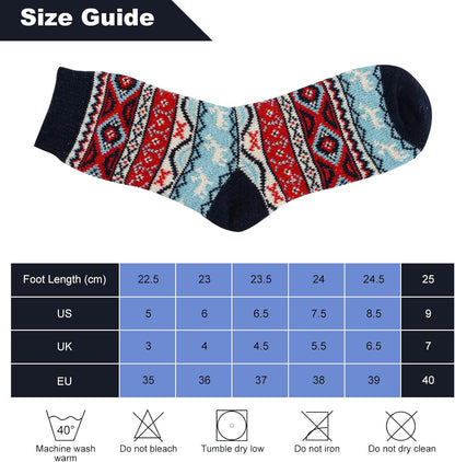 5Pairs Free Size Fuzzy Socks Soft Wool Crew Warm Socks for Women Winter Multicolor Christmas Womens Winter Socks Gift Box