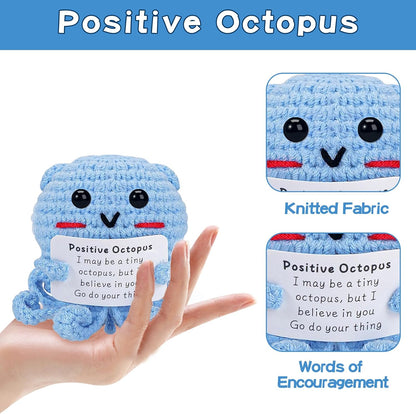 Hoedia Handmade Emotional Pickle Gift, Cucumber Crochet Doll Inspirational Gifts with Cards, Cute Knitted Funny Support Pickle Potato Friend Birthday (Emotional Strawberry)