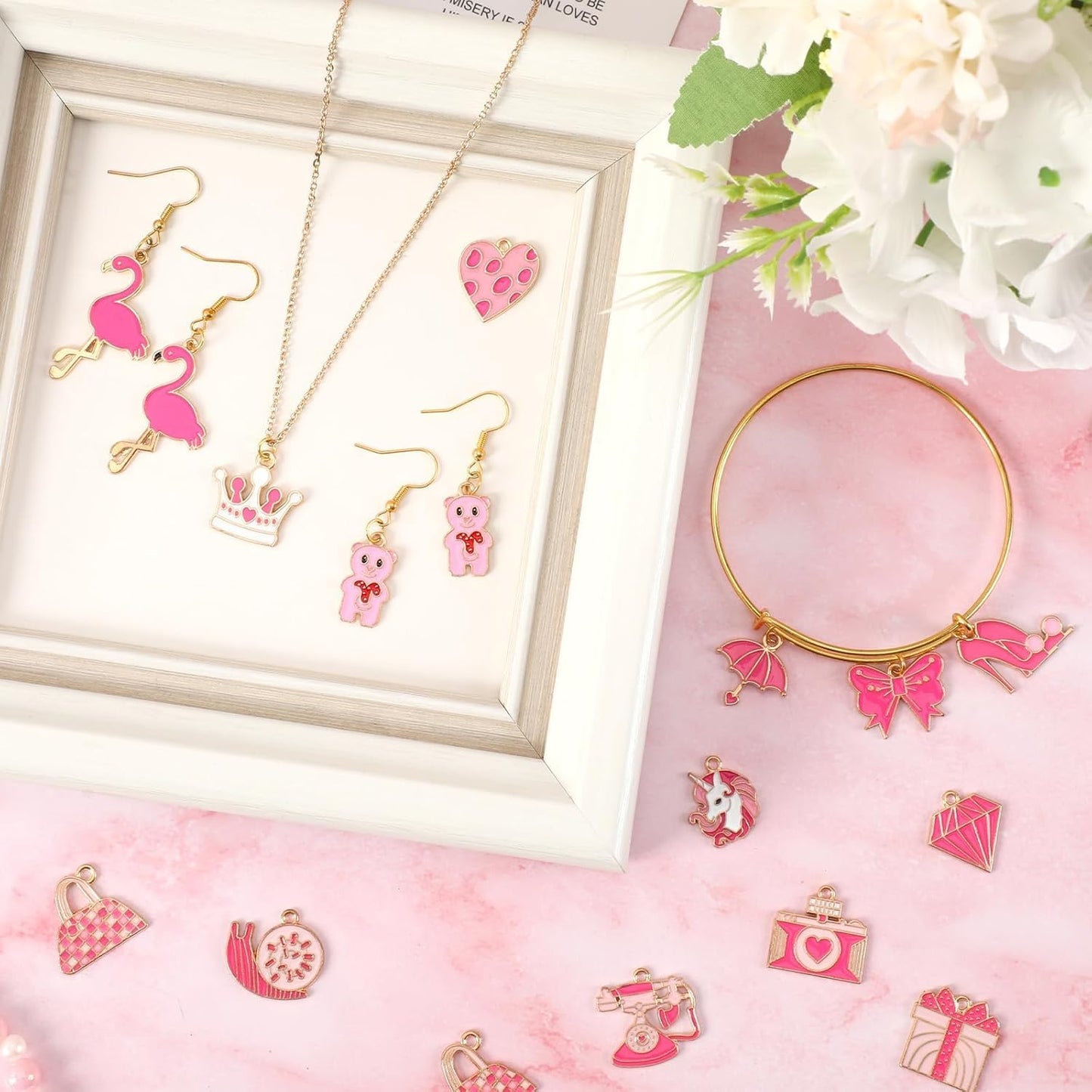 Christmas Charms Gold Enamel Jewelry Making Charms for Bracelet Necklace Earring