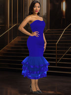 Sexy Wedding Guests Dresses Strapless Backless Ruffle