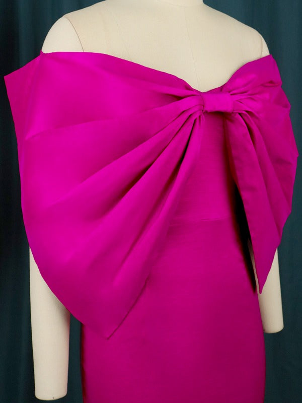 Plus Size Strapless Large Bowtie Party Mini Dress