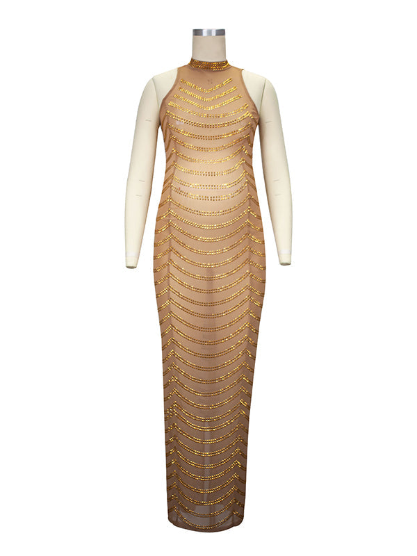 Rhinestone Mesh Off Shoulder Split Slit Bodycon Party Gown Photoshoot Plus Size Maternity Maxi Dress