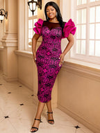 Floral Print Bodycon Prom Midi Dresses