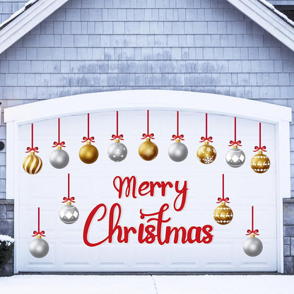 90shine 32PCS Christmas Garage Door Decorations Magnets - Merry Xmas Ball Holiday Refrigerator Fridge Kitchen Decor(Red, Silver)