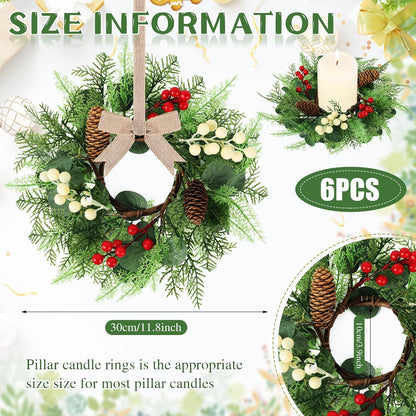 24" Christmas Wreaths for Front Door 2 PCS Christmas Teardrop Swag Winter Wreath with Red Ball Red Berry Pine Needles for Indoor Outdoor Farmhouse Home Wall Window Festival Wedding Decor