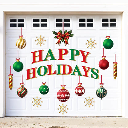 90shine 32PCS Christmas Garage Door Decorations Magnets - Merry Xmas Ball Holiday Refrigerator Fridge Kitchen Decor(Red, Silver)