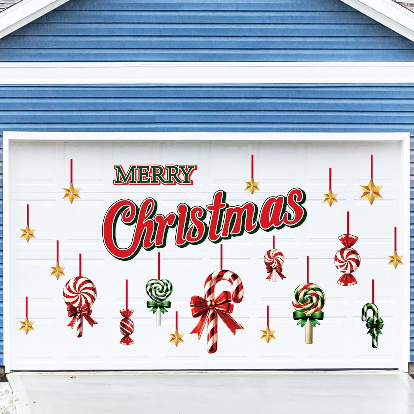 90shine 32PCS Christmas Garage Door Decorations Magnets - Merry Xmas Ball Holiday Refrigerator Fridge Kitchen Decor(Red, Silver)