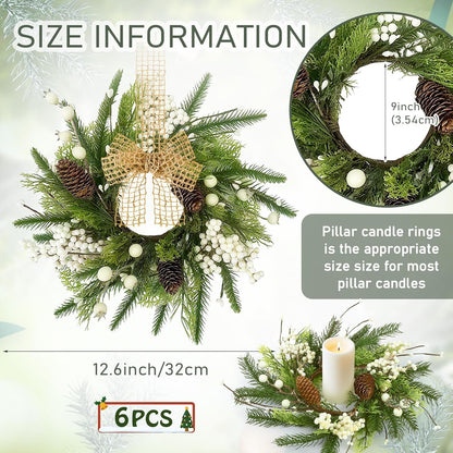 24" Christmas Wreaths for Front Door 2 PCS Christmas Teardrop Swag Winter Wreath with Red Ball Red Berry Pine Needles for Indoor Outdoor Farmhouse Home Wall Window Festival Wedding Decor