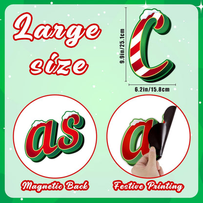 90shine 32PCS Christmas Garage Door Decorations Magnets - Merry Xmas Ball Holiday Refrigerator Fridge Kitchen Decor(Red, Silver)