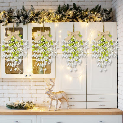 24" Christmas Wreaths for Front Door 2 PCS Christmas Teardrop Swag Winter Wreath with Red Ball Red Berry Pine Needles for Indoor Outdoor Farmhouse Home Wall Window Festival Wedding Decor