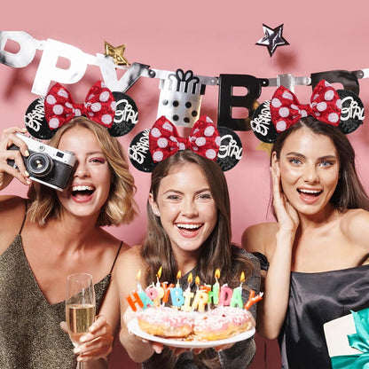 Christmas Mouse Ears Headband, Christmas Ears for Women Adult Kids, Christmas Headband Park Ears Christmas Party Cosplay Costumes Accessories (Ginger)