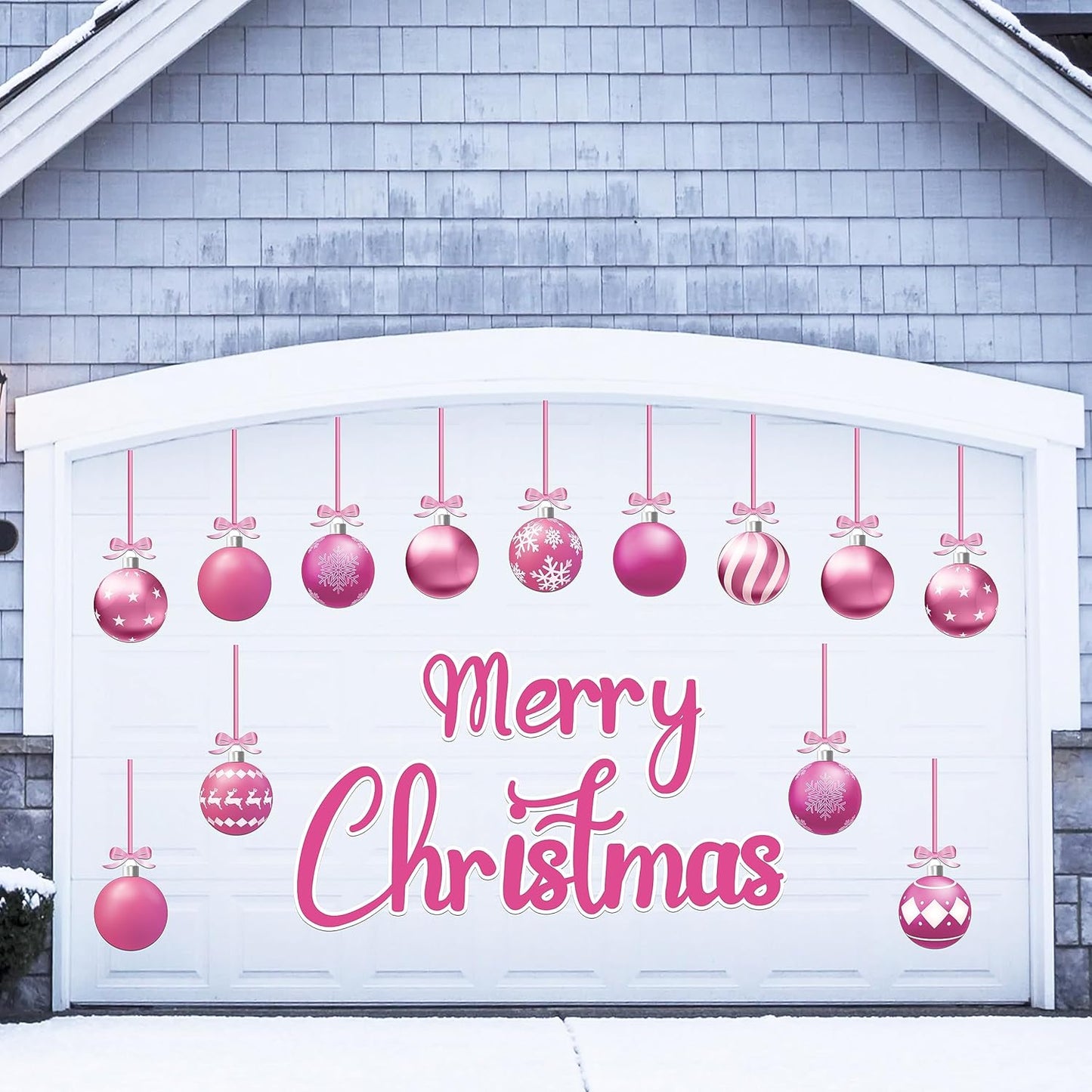 90shine 32PCS Christmas Garage Door Decorations Magnets - Merry Xmas Ball Holiday Refrigerator Fridge Kitchen Decor(Red, Silver)