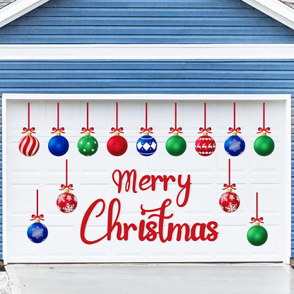 90shine 32PCS Christmas Garage Door Decorations Magnets - Merry Xmas Ball Holiday Refrigerator Fridge Kitchen Decor(Red, Silver)