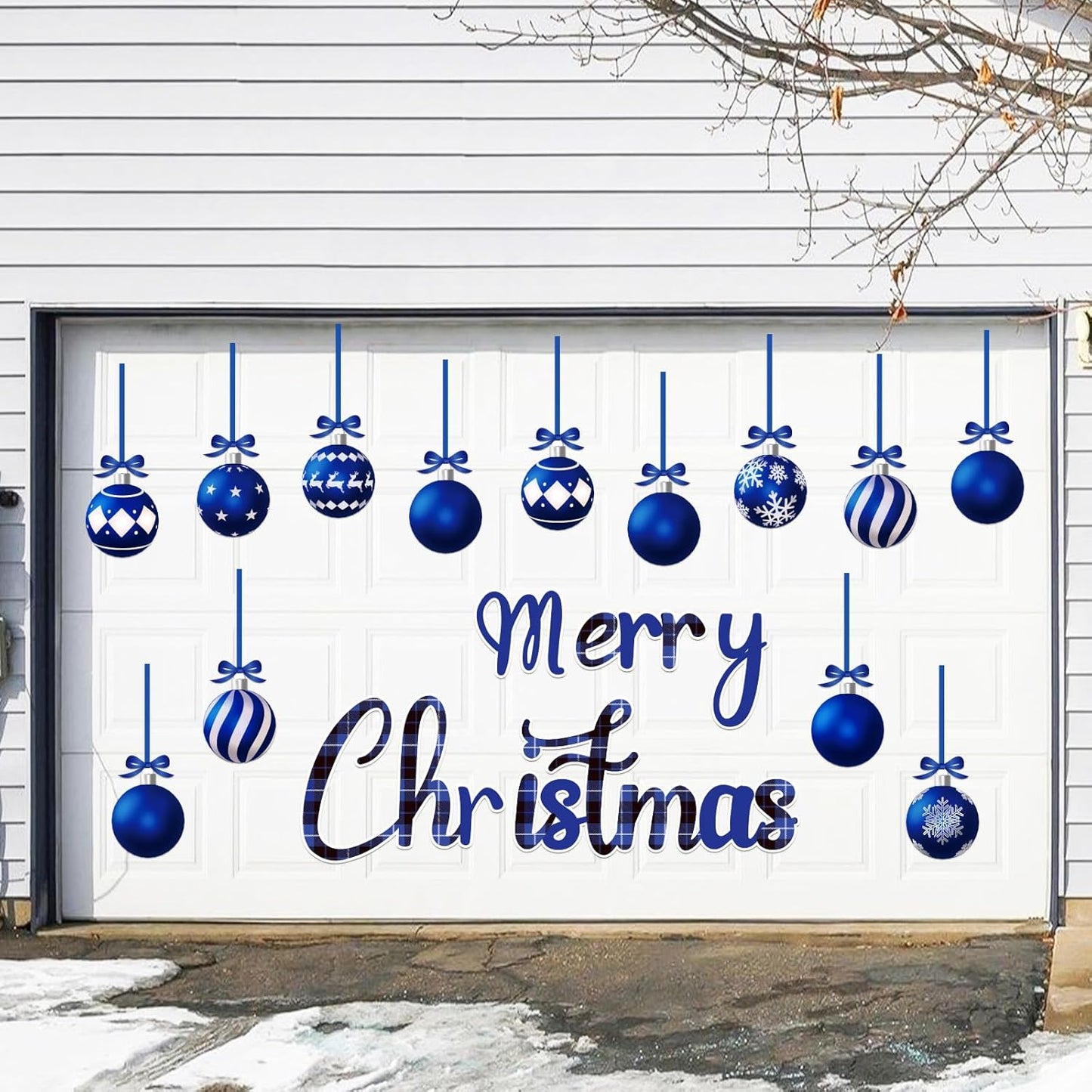 90shine 32PCS Christmas Garage Door Decorations Magnets - Merry Xmas Ball Holiday Refrigerator Fridge Kitchen Decor(Red, Silver)