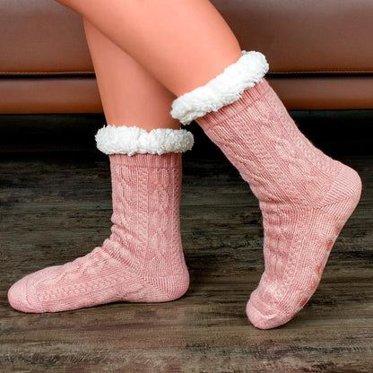 Women's Fuzzy Slipper Socks with Non-Slip Grippers, Cozy Fluffy Sherpa Lined, Cute Christmas Gifts