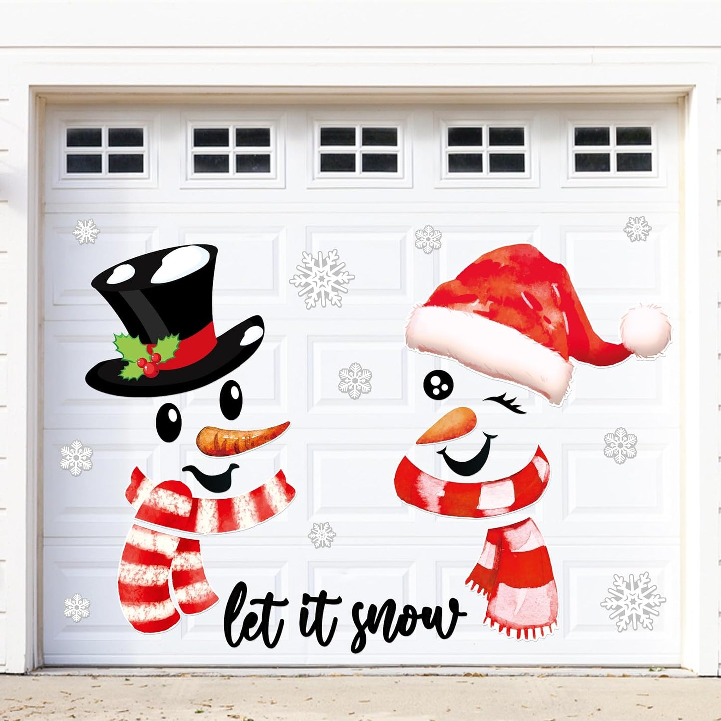 90shine 32PCS Christmas Garage Door Decorations Magnets - Merry Xmas Ball Holiday Refrigerator Fridge Kitchen Decor(Red, Silver)