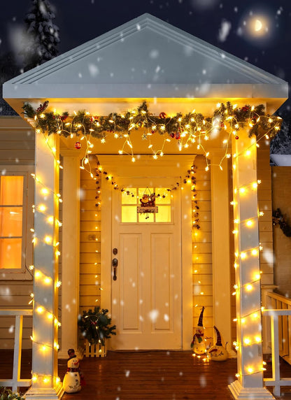 2 Pack Christmas Snowflakes Lights, 26 Ft 50 LED Snowflake String Lights Battery Operated, 8 Lighting Modes Waterproof Shatterproof Fairy Light for Bedroom Home Indoor Outdoor Xmas Christmas Decor