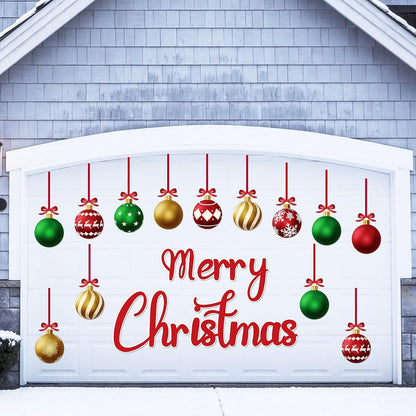 90shine 32PCS Christmas Garage Door Decorations Magnets - Merry Xmas Ball Holiday Refrigerator Fridge Kitchen Decor(Red, Silver)