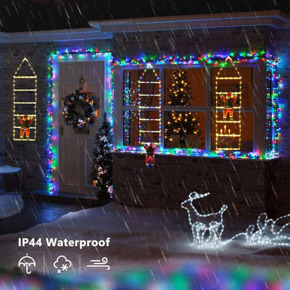 LED Christmas Lights - 10ft Christmas Decorative Ladder Lights with Santa Claus, Xmas Decorations Light for Indoor Outdoor, Window, Garden, Home, Wall, Xmas Tree Decor - Warm White