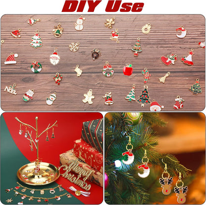 Christmas Charms Gold Enamel Jewelry Making Charms for Bracelet Necklace Earring