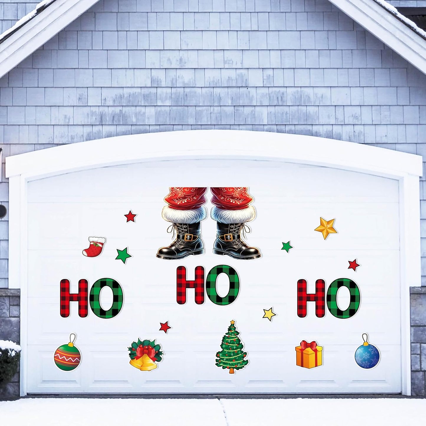 90shine 32PCS Christmas Garage Door Decorations Magnets - Merry Xmas Ball Holiday Refrigerator Fridge Kitchen Decor(Red, Silver)