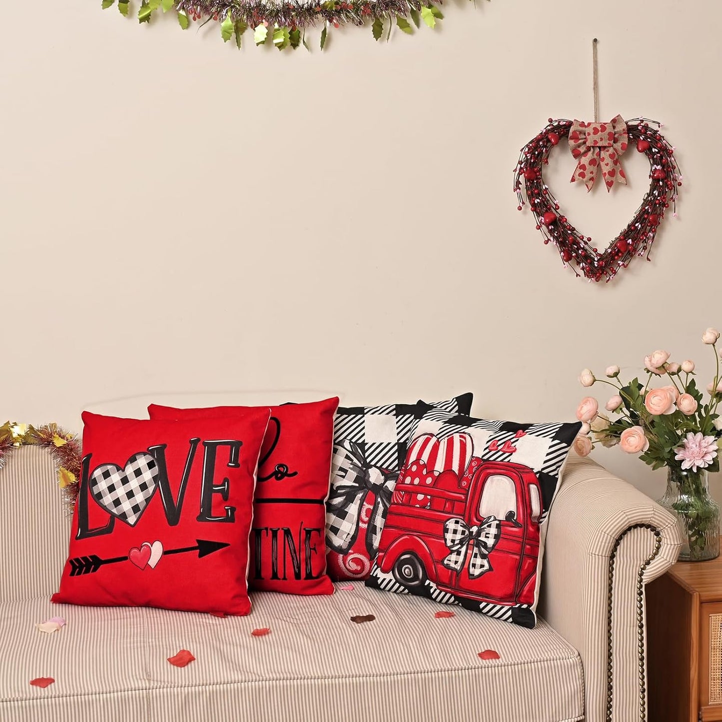 Ghost Halloween Decor-Throw Pillow Covers 18x18 in Set of 4,Spooky Gothic Linen Pillow Case for Couch Fall Christmas Holiday Outdoor Burnt Orange Black White Decorations