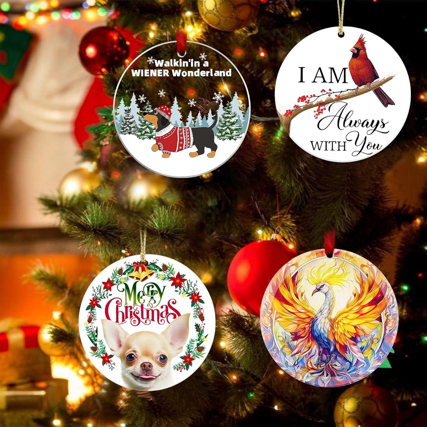 Cat Christmas Ornament, Christmas Ornaments 2025 Black Cat Christmas Decorations Acrylic 2 Side Printed Christmas Decor, Personalized Ornaments for Lovers