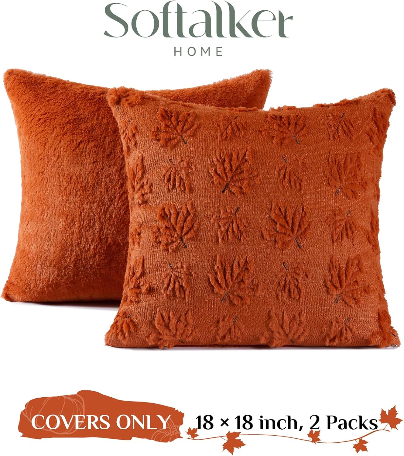 Christmas Throw Pillow Covers Xmas Winter Christmas Tree Faux Fur Cushion Covers, 3D Embroidered Pillow Cases