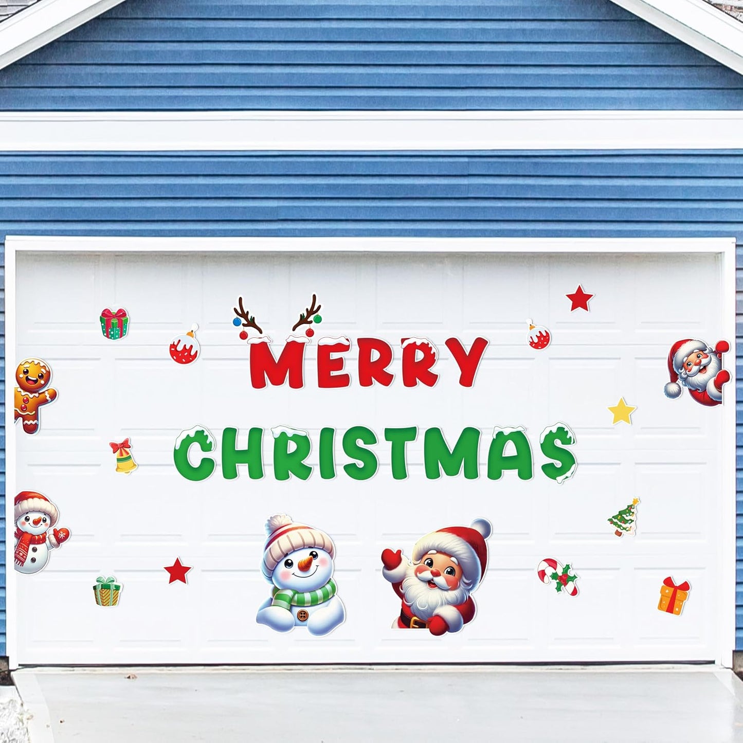 90shine 32PCS Christmas Garage Door Decorations Magnets - Merry Xmas Ball Holiday Refrigerator Fridge Kitchen Decor(Red, Silver)