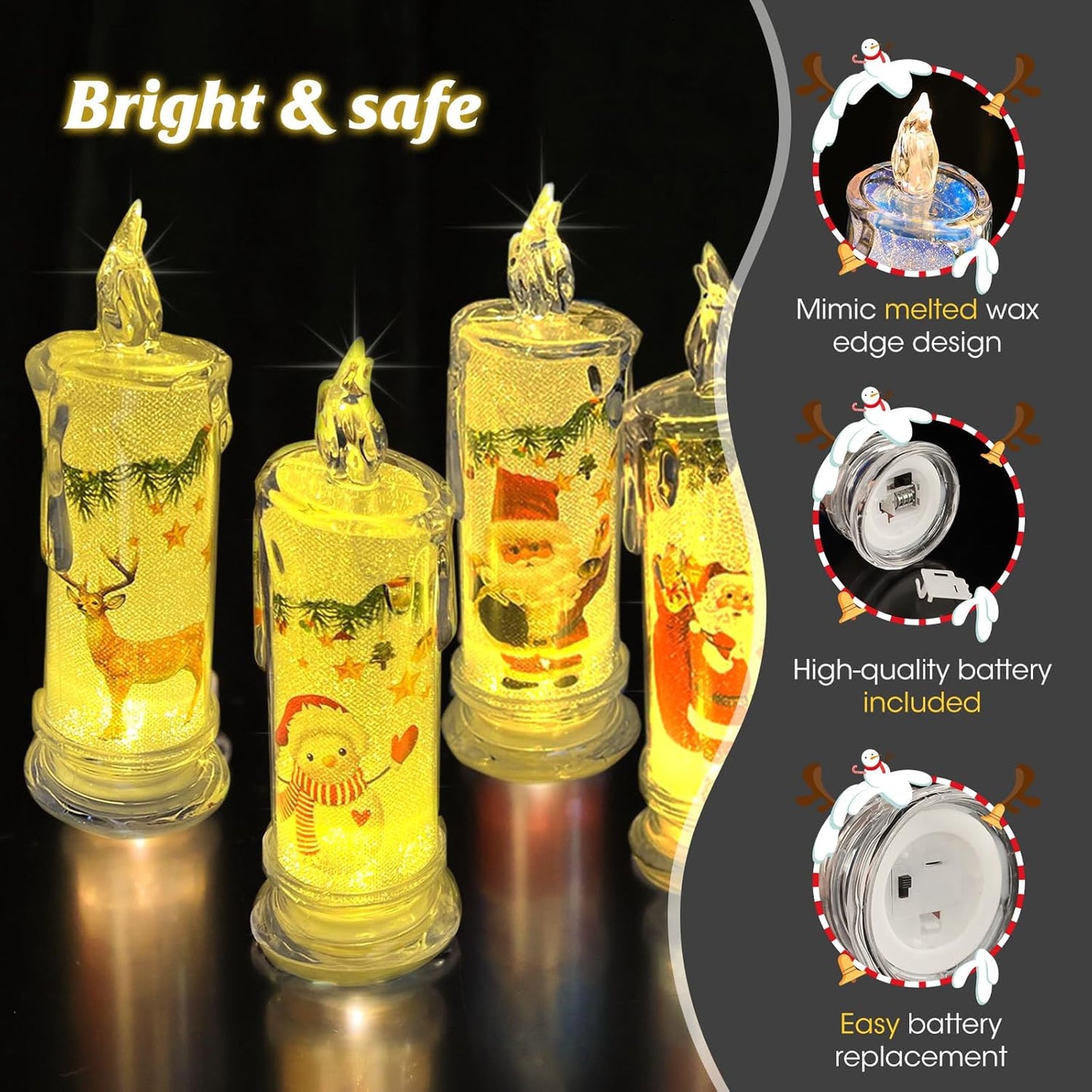 Rose Shadow LED Flameless Candles, 6PCS Romantic Battery Operated Candles Led Pillar Candles for Valentines Anniversary Wedding Christmas Decorations(White, D 2.5" x H 7.2")
