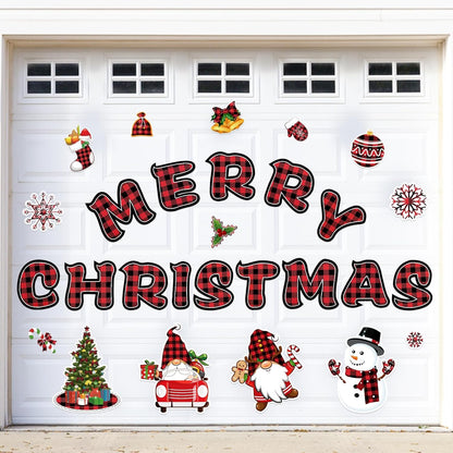 90shine 32PCS Christmas Garage Door Decorations Magnets - Merry Xmas Ball Holiday Refrigerator Fridge Kitchen Decor(Red, Silver)
