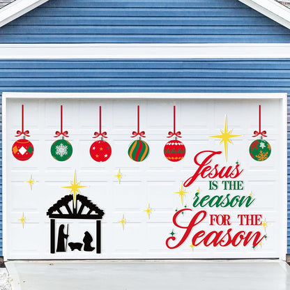 90shine 32PCS Christmas Garage Door Decorations Magnets - Merry Xmas Ball Holiday Refrigerator Fridge Kitchen Decor(Red, Silver)