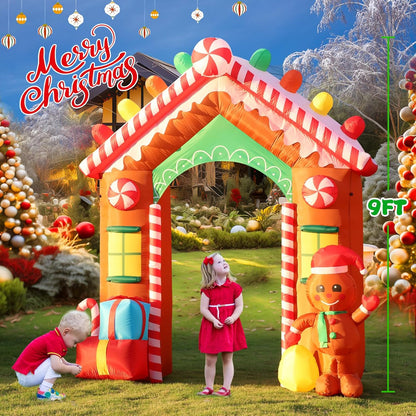 8 FT Christmas Inflatable Santa Claus with Candy and Big Gift Bag Outdoor Decor, Blow Up IP44 Weatherproof Xmas Decorations for Yard, Built-in LED Light for Gardern Lawn Indoor Winter Holiday