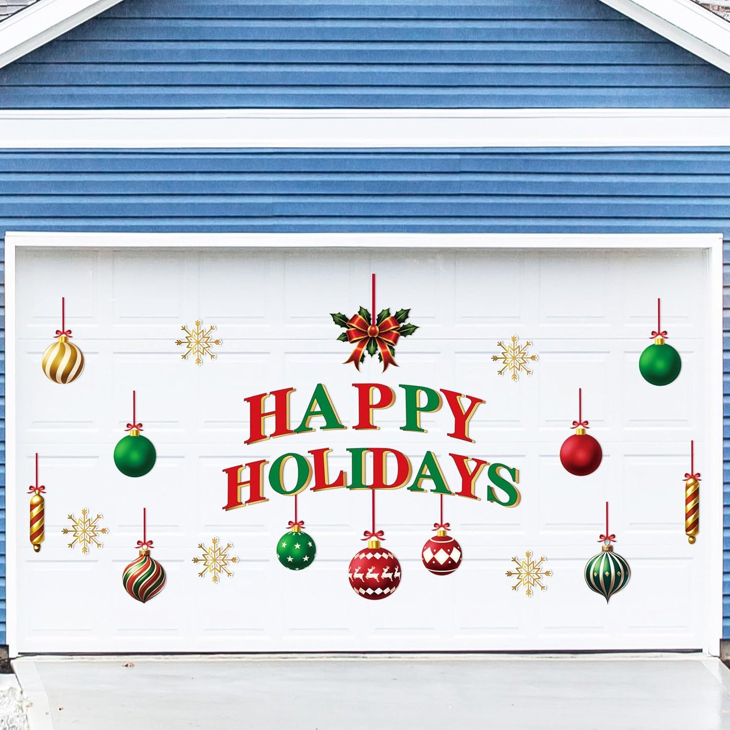 90shine 32PCS Christmas Garage Door Decorations Magnets - Merry Xmas Ball Holiday Refrigerator Fridge Kitchen Decor(Red, Silver)
