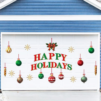 90shine 32PCS Christmas Garage Door Decorations Magnets - Merry Xmas Ball Holiday Refrigerator Fridge Kitchen Decor(Red, Silver)