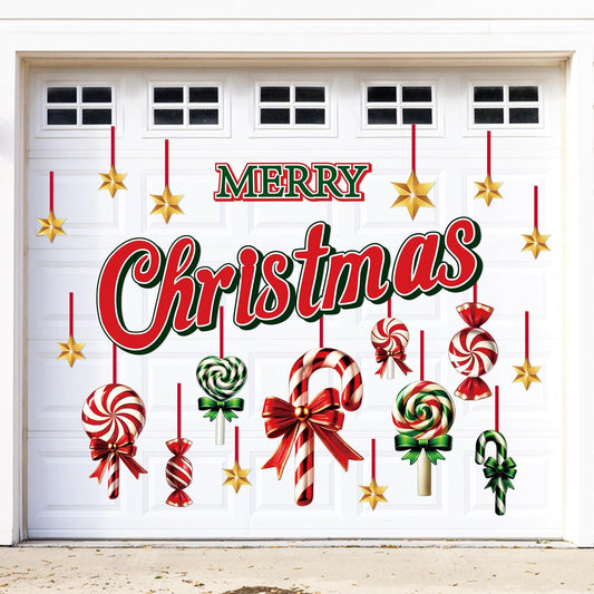 90shine 32PCS Christmas Garage Door Decorations Magnets - Merry Xmas Ball Holiday Refrigerator Fridge Kitchen Decor(Red, Silver)