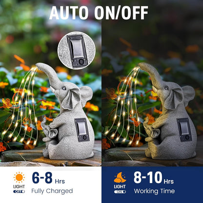 Solar Garden Outdoor Statues Green Monster with Christmas Tree and 6 LED Lights-Christmas Lawn Deco Statue for Patio, Balcony - Unique Christmas Housewarming Gifts