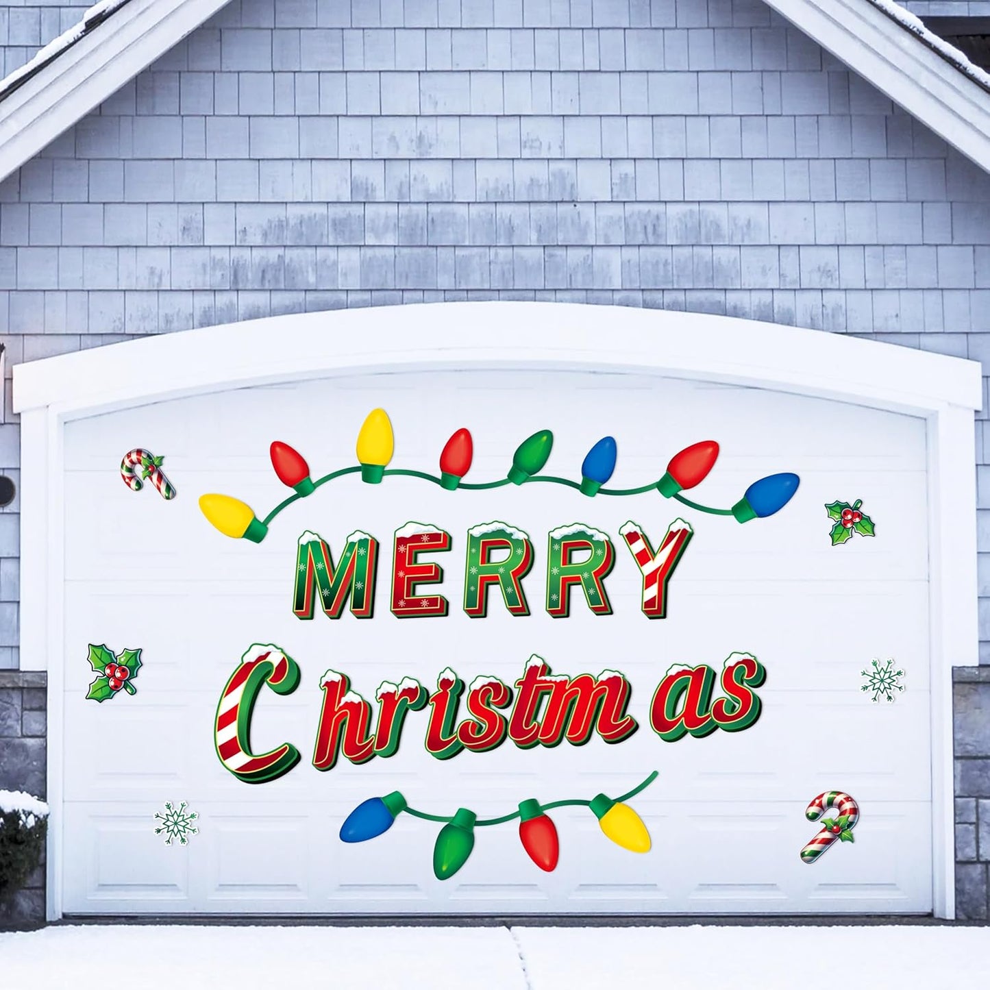 90shine 32PCS Christmas Garage Door Decorations Magnets - Merry Xmas Ball Holiday Refrigerator Fridge Kitchen Decor(Red, Silver)