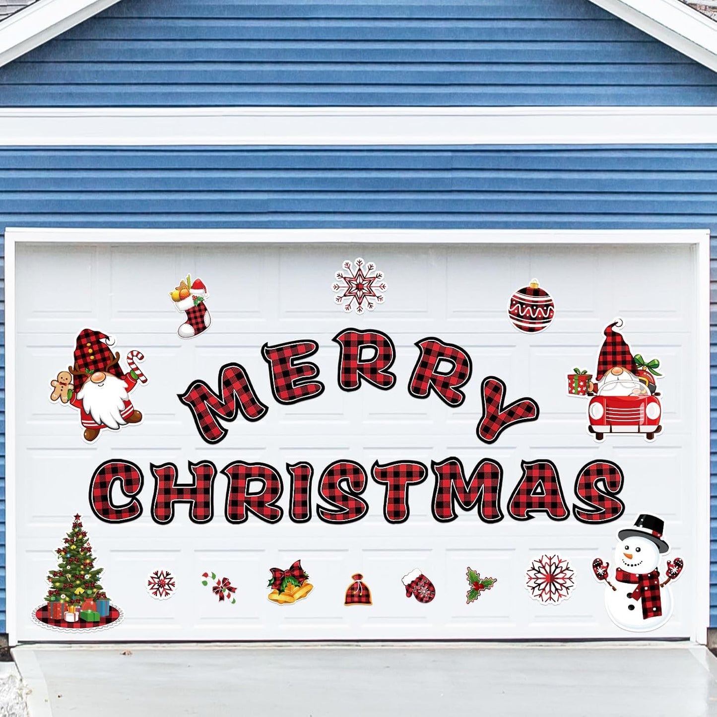 90shine 32PCS Christmas Garage Door Decorations Magnets - Merry Xmas Ball Holiday Refrigerator Fridge Kitchen Decor(Red, Silver)