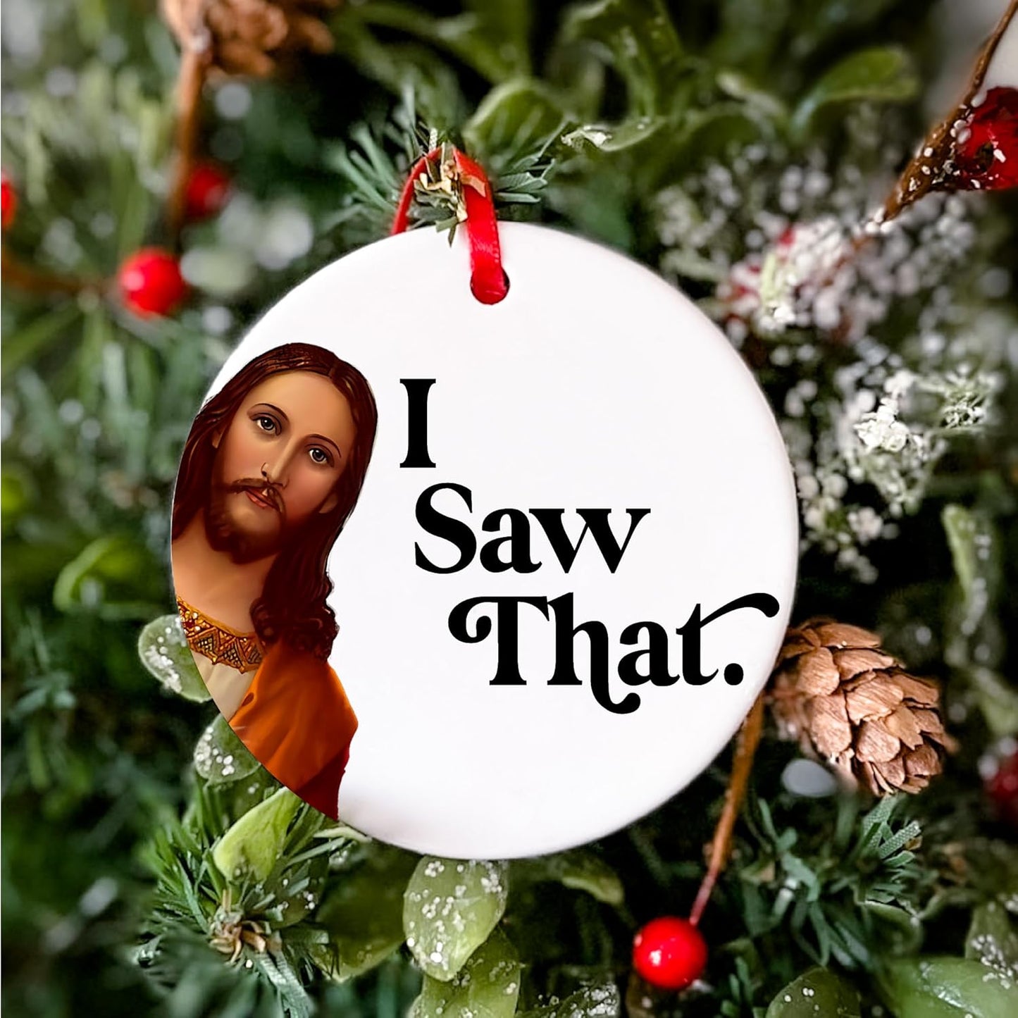 Funny Christmas Ornaments - I Saw That Jesus Ornament - Stocking Stuffers for Women Men - Funny Ornaments for Adults Exchange - Christmas Gift for Women Men Coworkers Mom