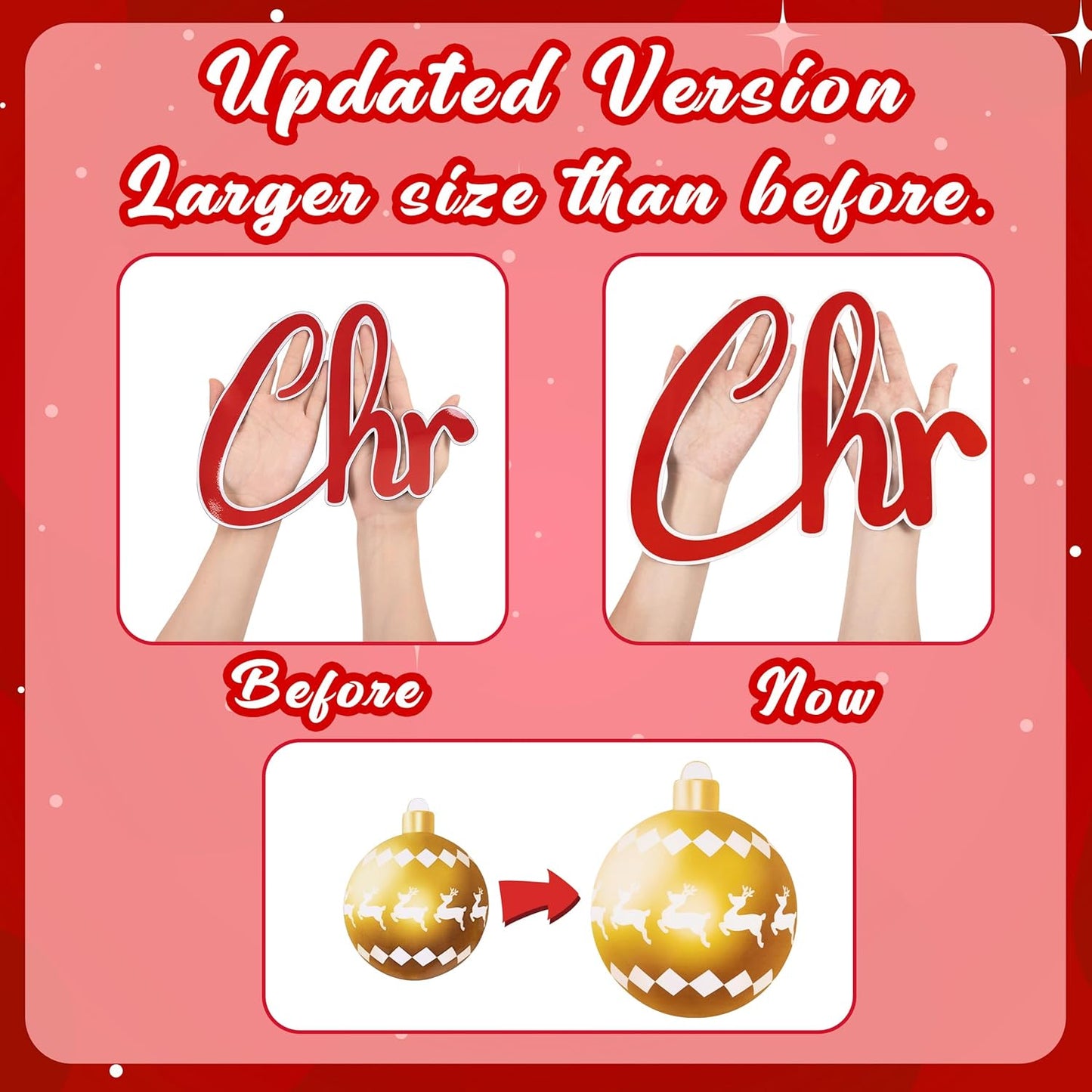 90shine 32PCS Christmas Garage Door Decorations Magnets - Merry Xmas Ball Holiday Refrigerator Fridge Kitchen Decor(Red, Silver)