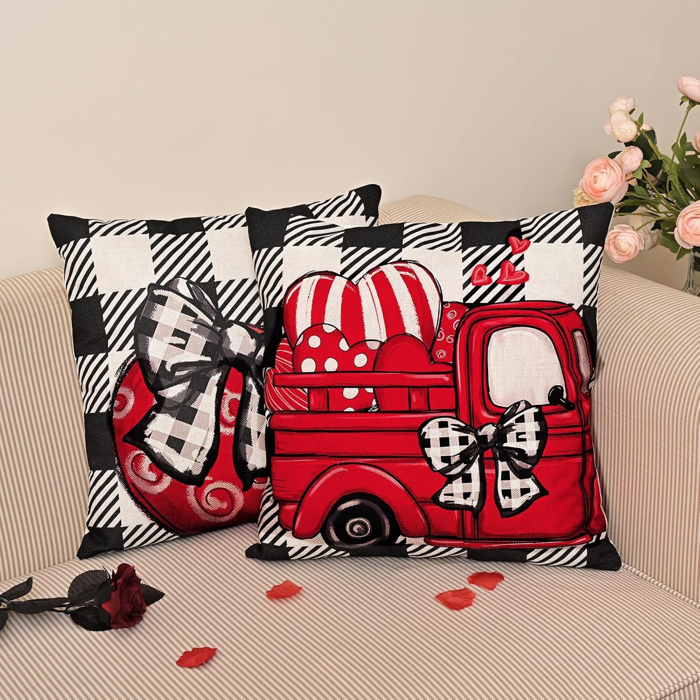 Ghost Halloween Decor-Throw Pillow Covers 18x18 in Set of 4,Spooky Gothic Linen Pillow Case for Couch Fall Christmas Holiday Outdoor Burnt Orange Black White Decorations