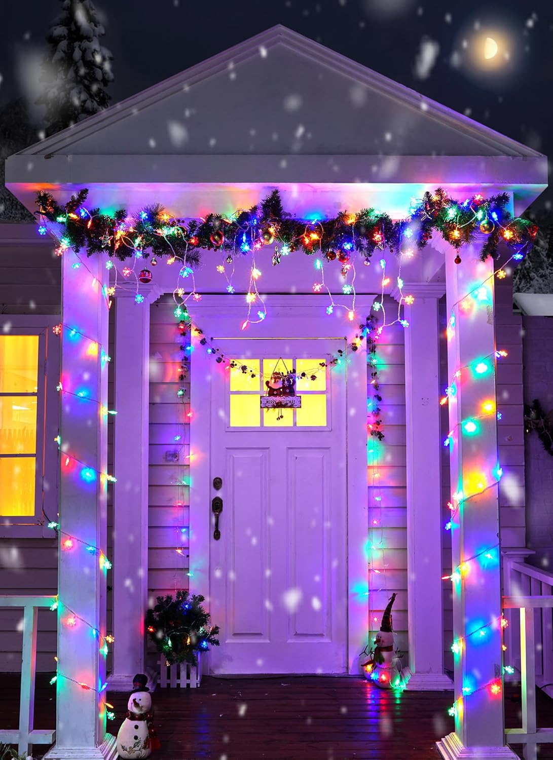 2 Pack Christmas Snowflakes Lights, 26 Ft 50 LED Snowflake String Lights Battery Operated, 8 Lighting Modes Waterproof Shatterproof Fairy Light for Bedroom Home Indoor Outdoor Xmas Christmas Decor
