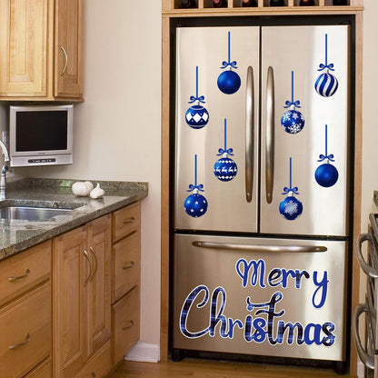 90shine 32PCS Christmas Garage Door Decorations Magnets - Merry Xmas Ball Holiday Refrigerator Fridge Kitchen Decor(Red, Silver)