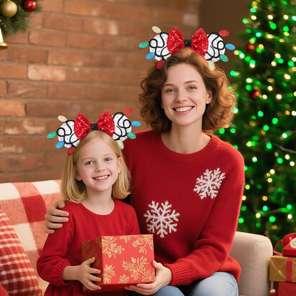 Christmas Mouse Ears Headband, Christmas Ears for Women Adult Kids, Christmas Headband Park Ears Christmas Party Cosplay Costumes Accessories (Ginger)