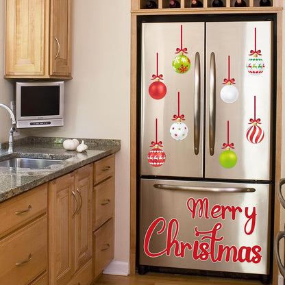 90shine 32PCS Christmas Garage Door Decorations Magnets - Merry Xmas Ball Holiday Refrigerator Fridge Kitchen Decor(Red, Silver)