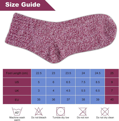 5Pairs Free Size Fuzzy Socks Soft Wool Crew Warm Socks for Women Winter Multicolor Christmas Womens Winter Socks Gift Box