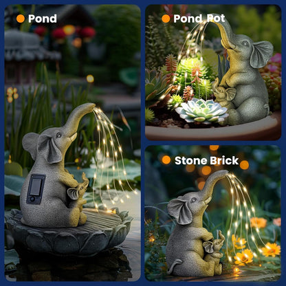 Solar Garden Outdoor Statues Green Monster with Christmas Tree and 6 LED Lights-Christmas Lawn Deco Statue for Patio, Balcony - Unique Christmas Housewarming Gifts